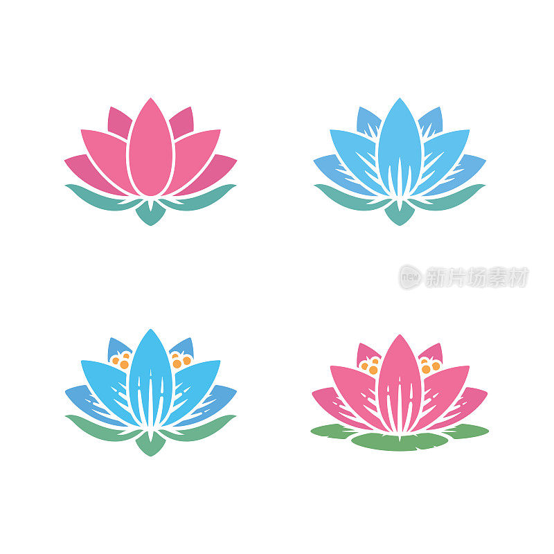 water lily icons set